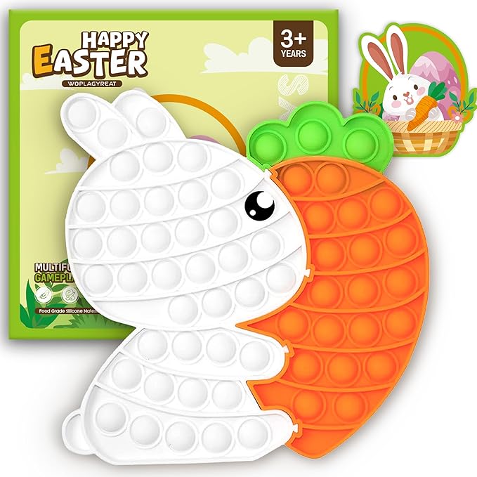 Easter Fidget Toys, Bunny Carrot Easter Basket Stuffers for Kids Toddler,Puzzle Bubble Sensory Popper Stress Relief Gifts Classroom Prizes for Girls Boys Teens,Party Favors Supplies Goodie Bag Filler