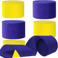 Blue and Yellow Crepe Paper Streamers Party Streamer 1.8 Inch Widening 6 Rolls,Blue Yellow Party Decorations Streamer 82 feet per roll for Birthday Party Decor