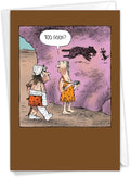 NobleWorks - 1 Humor Birthday Card with Envelope - Funny Cartoons for Birthday Greetings, Celebration Notecard - Caveman Drawing C6364BDG