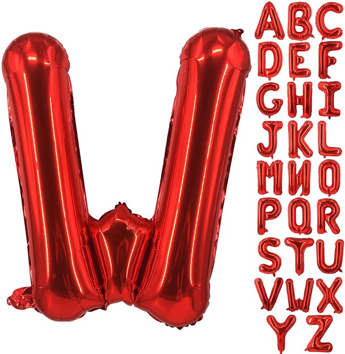 Lovoir 40 Inch Large Red Letter W Balloons Big Size Jumbo Mylar Foil Helium Balloon for Birthday Party Celebration Decorations Alphabet Red W