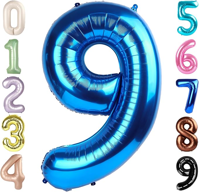 40 Inch Dark Blue Numbers 9 Balloon, Balloons Decorations for 9 19 90 Birthday Party, Engagement, Wedding, Graduations, Photo Shoot Supplies