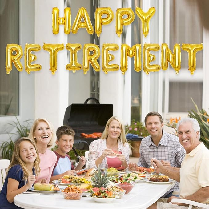 2 Set 30Pcs Gold Happy Retirement Letter Balloons 16in Balloon Foil Letter Decorations Party Decor Gold Letter Balloons Happy Retirement Party Supplies