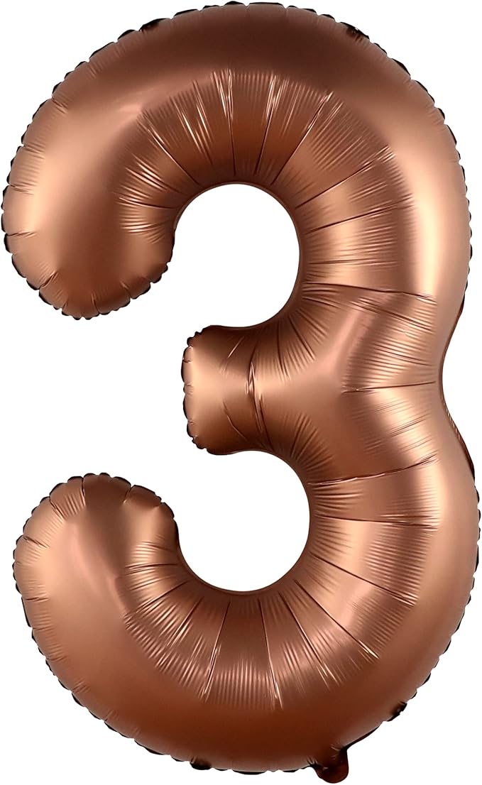 KatchOn, Coffee Brown Number 3 Balloon - 40 Inch | Big Brown 3 Balloon Number, Party Decorations for Girls | 3rd Birthday Decorations for Boys | 3 Foil Balloons, Safari Birthday