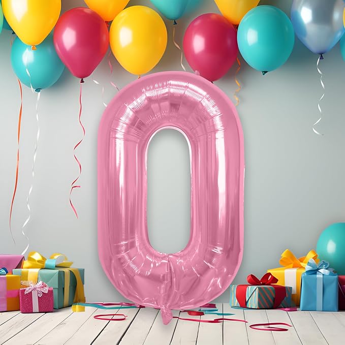 40 Inch Large Pink Number Celebration and Decoration Balloon for Birthday Parties, Graduations, Anniversaries, Weddings, Photo Shoots, Special Events - Helium Foil Mylar (Pink Number 0)