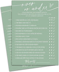 Over or Under Game Cards, Sea Green Bridal Shower Games, 30 Elegant Wedding Game for Bachelorette Engagement Party Reception Supplies - A11