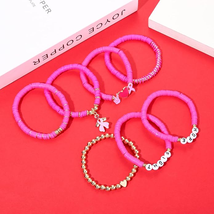 Surfer Heishi Bracelets for Women Stackable Rainbow Vinyl Disc Clay Beaded Stretch Bracelets Elastic Layering Friendship Bracelets Boho Summer Beach Jewelry