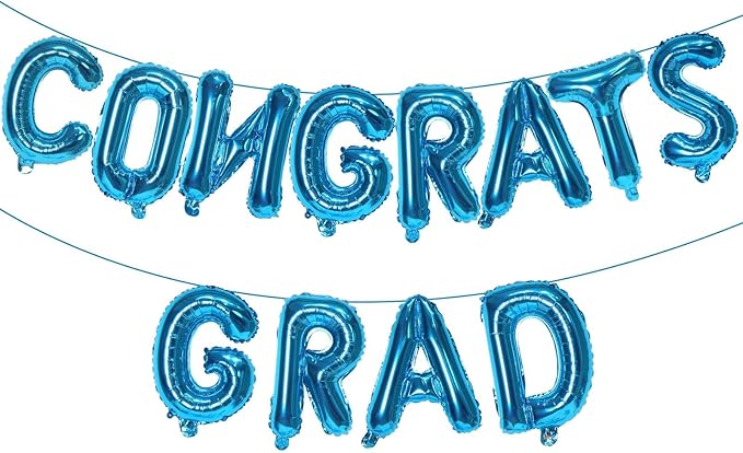 KALOR 16 Inch Dark Blue Congrats Grad Banner Balloons, Dark Blue Congrats Grad Letters Sign, Graduation Decorations 2026 for Graduation Party Decorations 2026