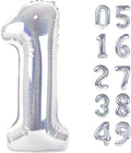 40 Inch Laser Silver 1 Balloon for First Birthday, 1st Number Balloons Birthday Decorations for Girl Kids Toddler Baby, One Giant Number 1 Balloon