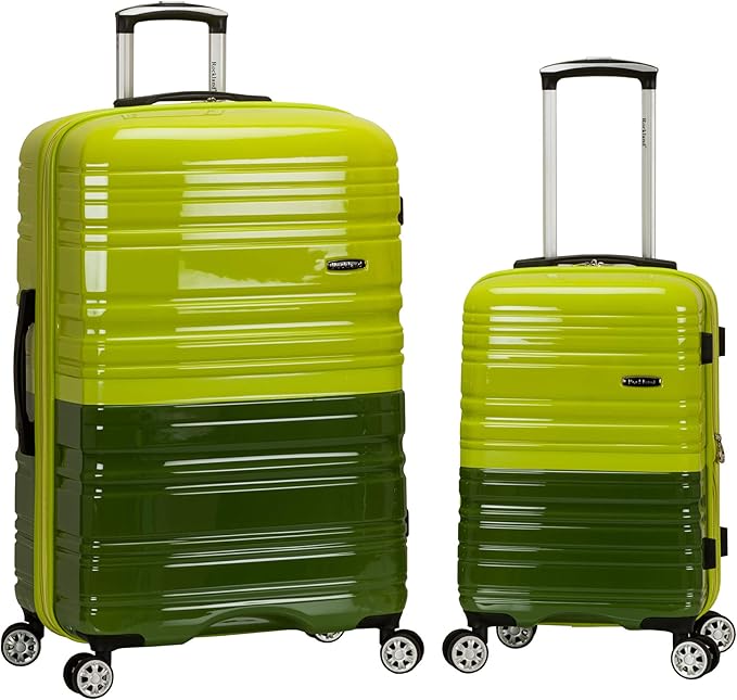 Rockland Melbourne Hardside 2 Piece Expandable Spinner Wheel Luggage Set, (20"/28"), Two Tone Green