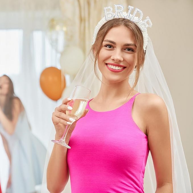 Jaciya Pearl Bride Headband with Veil