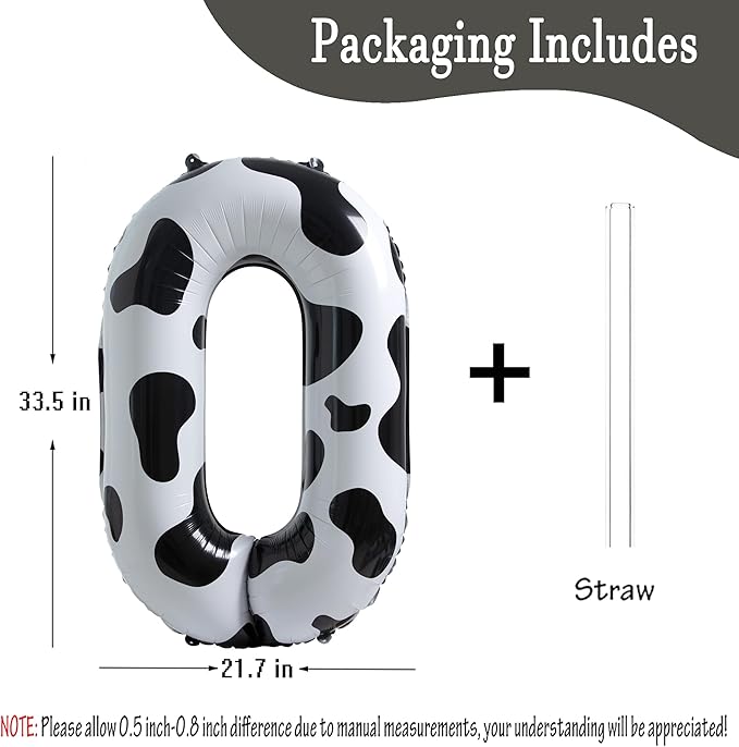 Cow Print Balloon Birthday Decorations Supplies,40 inch Number 0 Balloon | Cow Themed Birthday Party Decorations | Farm Barn Decor for kids,Girl,Boy