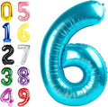 Numbers Balloon 6, 40 Inch Foil Big Balloon for Men And Women, Light Blue Balloons for 6, 16, 26, 60, 2026 Graduation, Birthday, Wedding Anniversary, Xmas, Party Supplies