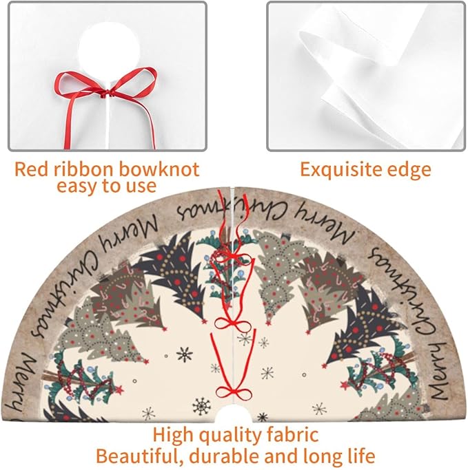 Christmas Tree Tree Skirt Xmas Tree Mat Christmas Tree Ornaments Decorations Holiday Party Indoor Outdoor 48"