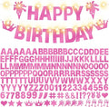 175Pcs Glitter Customizable Banner Kit DIY Custom Letter Banner DIY Girls Happy Birthday Letters 0-9 Numbers Anniversary Personalized Banners Wedding Birthday Party Decoration Supplies(Shiny Light Pink)