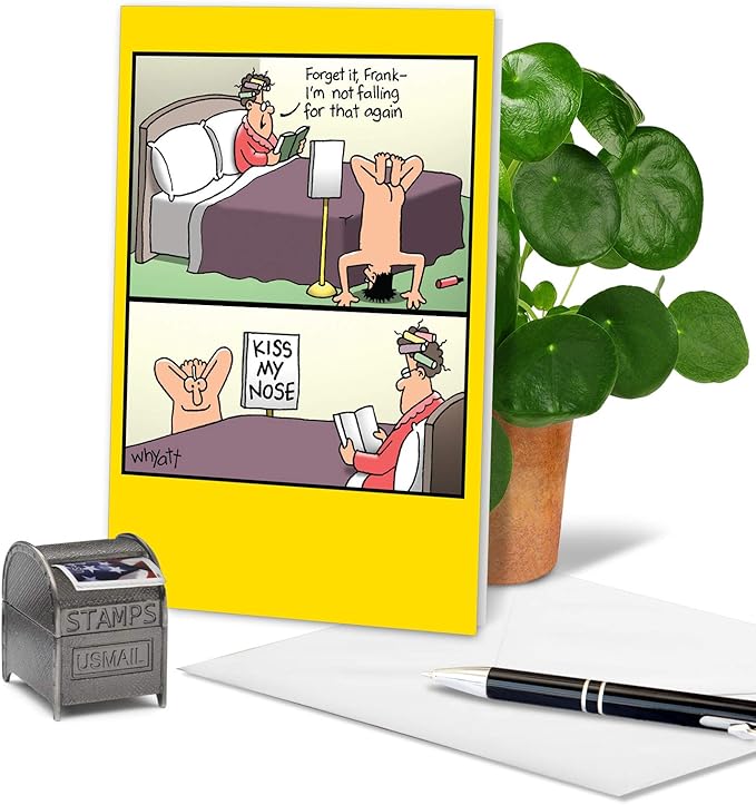 NobleWorks Hilarious Birthday Greeting Card with 5 x 7 Inch Envelope (1 Card) Bday Kiss my nose Tim Whyatt Birthday Cartoon 8347Z