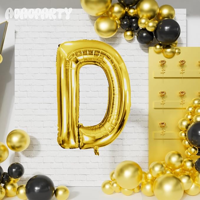 Letter Balloons 40Inch Large Giant big Foil Mylar Gold Balloons D for Birthday Party Decorations
