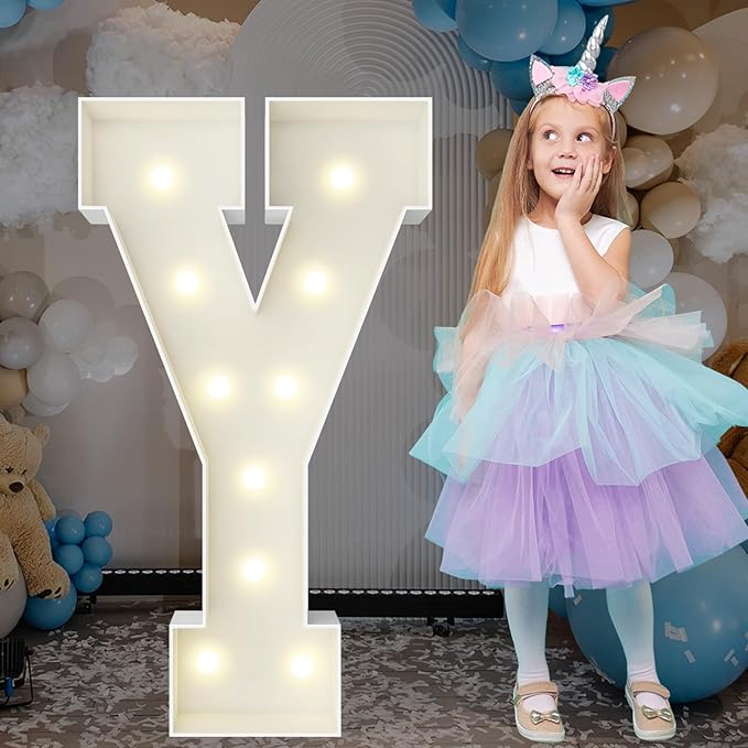 3FT Marquee Light Up Letters, Large Marquee Letters, Pre-cut Foam Board Letter Y for Engagement Wedding Decorations Birthday Party Backdrop Decor, Balloon Arch Kit