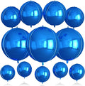Biapian 12Pcs Dark Blue Round Foil Balloons, 22" 18" 15" 10" 4D Round Ball Shaped Balloon, Big Blue Metallic Balloons for Birthday Party Baby Shower Graduation New Year Eve Disco Decorations Supplies