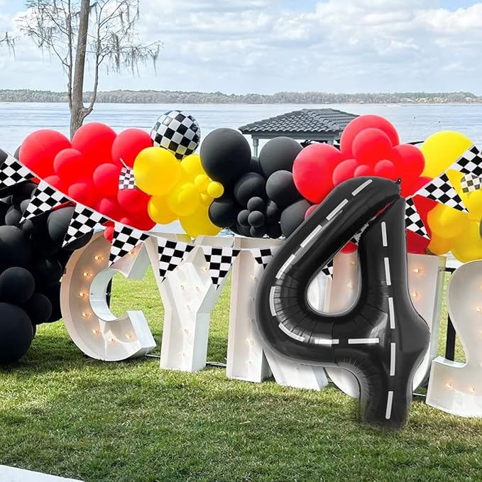 134pcs Balloons Race Car Birthday Party Supplies Decorations for Boys - Racing car Theme Party Supplies Happy Birthday Racecar Number Balloons Garland Kit Vroom Birthday Party Decorations