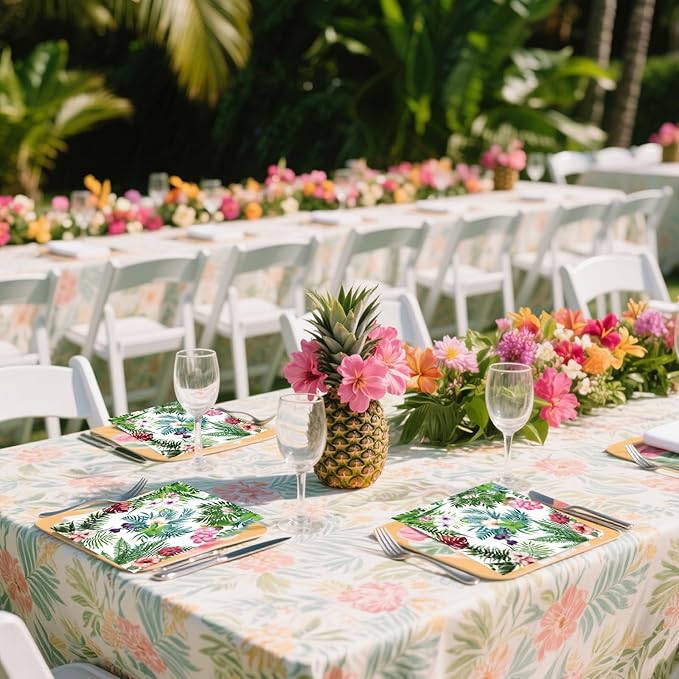 50PCS Hawaiian Tropical Napkins, Disposable Tropical Luau Party Plates for HawaiianTheme Birthday, Summer BBQ, Pool Beach, and Picnic