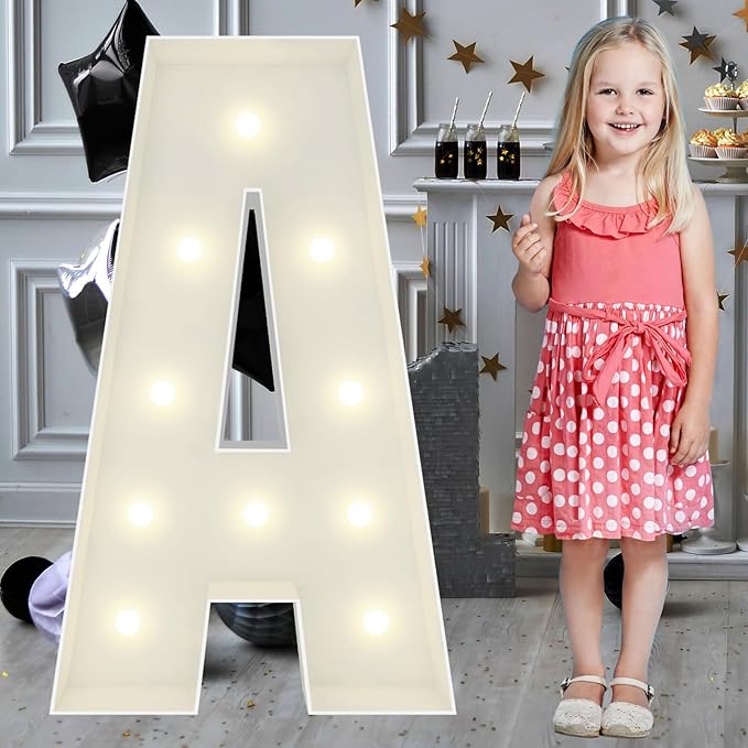 3FT Marquee Light Up Letters A, Big Marquee Letter for Graduation Baby Shower Birthday Engagement Wedding Marry Me Party Decoration Backdrop