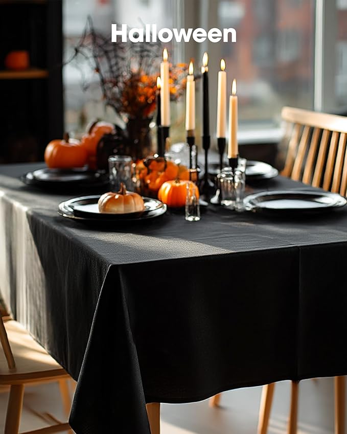 Pureegg Rectangle Table Cloth 60" x 102" – Durable Polyester Tablecloth Offers Reusable & Washable Protection, Ideal for Outdoor Party, Picnic, Wedding, Banquet and Birthday, 1 Pack, Black