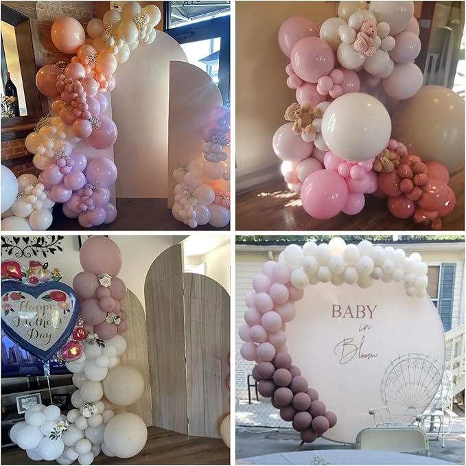 Boho Blush Pink Balloons - 12 Inch, 100 Pack Retro Vintage Latex Helium Balloons for Girl Baby Shower Anniversary Wedding Birthday Party Decor