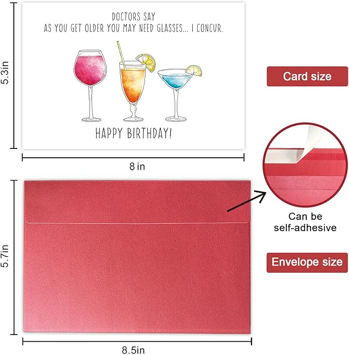 SuperShunhu Funny Wine Birthday Card for Him Her, Humorous Birthday Card for Wine Lover, Happy Birthday Card for Friend, Sarcastic Getting Older Card