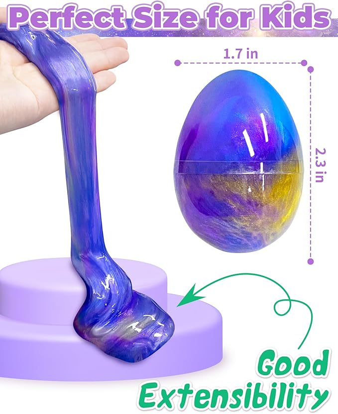 Greingways 5 Pack Prefilled Easter Eggs Galaxy Slime Toys, Teens Easters Basket Stuffers Egg Fillers, Easter Games Gift Party Favors Filled Egg for Kids Boys Girls Toddlers (Blue+Purple+Gold)