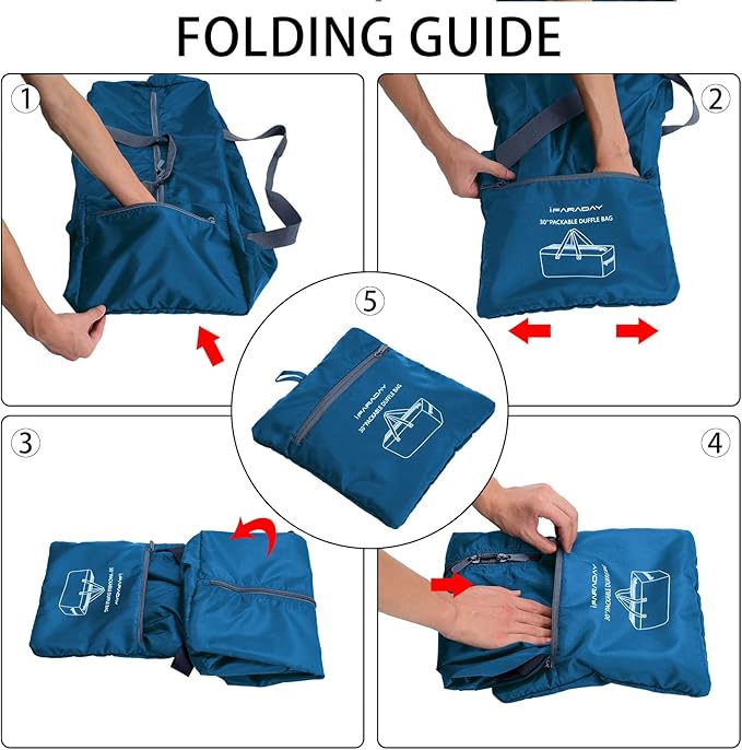 iFARADAY 2 Packs Foldable Duffel Bag 30" / 75L Lightweight with Water Rresistant for Travel