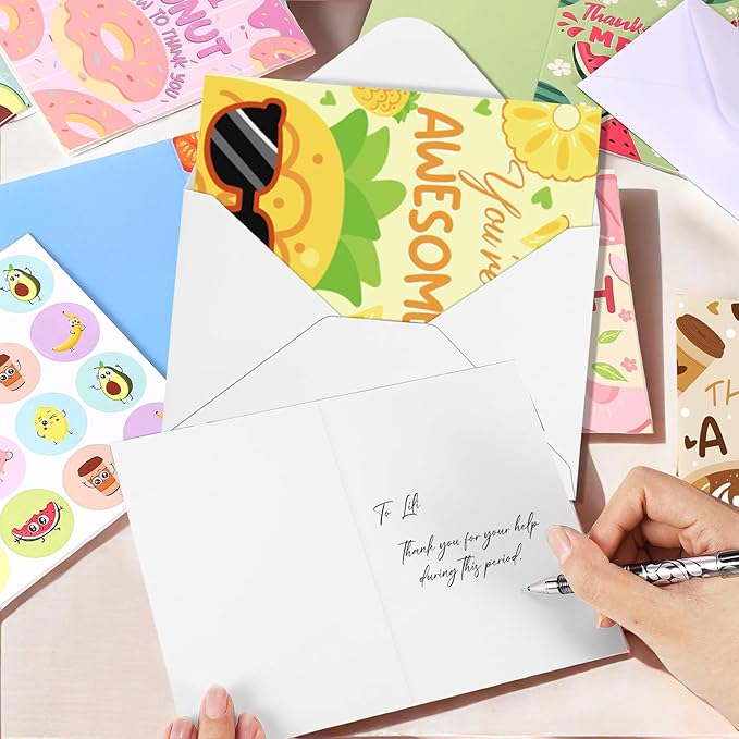 40 Pack Funny Thank You Cards with Envelopes & Stickers, 4×6 in Cute Thank You Card, Blank Cards Greeting Card for Kids Birthday, Wedding, Baby Shower, Easter, Graduation, Mother's Day