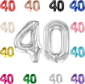 40 Balloon Number, Silver Number 40th Birthday Balloons 40 Inch, 40 Years Old Silver Birthday Decorations for Men Women, 40th Anniversary Decorations