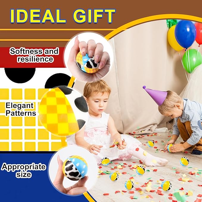 12 PCS Toy Inspire Game Party Stress Balls for Kids Party Favors, 1.97 Inch Anxiety Relief Fidget Sensory Toys, Toy Theme Squeeze Balls Bulk for Birthday Goodie Bags, Carnival Gifts & Classroom Prizes