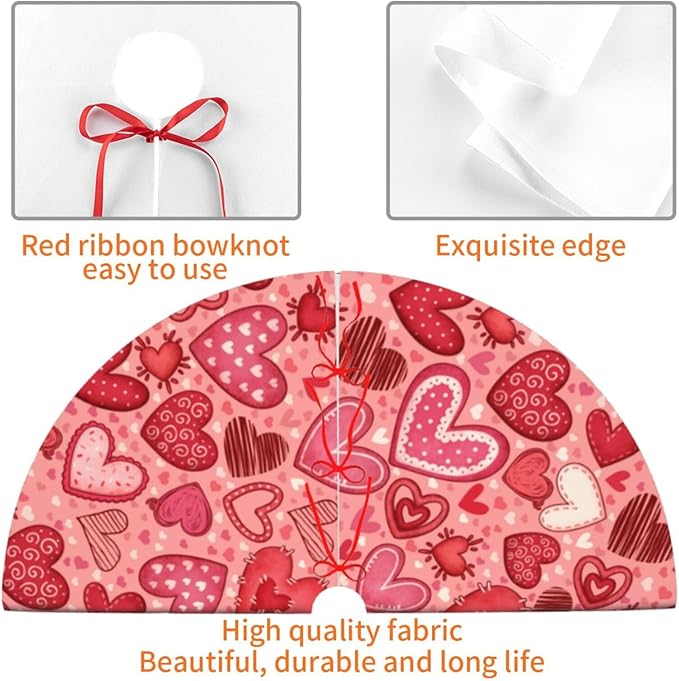 Valentine's Day Tree Skirt Xmas Tree Mat Christmas Tree Ornaments Decorations Holiday Party Indoor Outdoor 36"