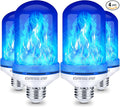 CPPSLEE Upgraded LED Flame Light Bulbs, 4 Modes Flickering Light Bulbs, E26 Base Fire Flame Bulb for Halloween Decorations Outdoor, Christmas Lights Patio Indoor Home Decor (Blue, 4 Pack)