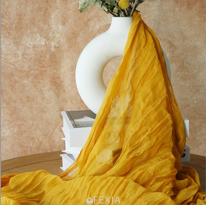 FEXIA 4 Pack Gold Table Runner 35x120 Inches for Summer Decor Baby Shower Decoration Gauze Rustic Table Runner for Wedding Party First Communion Centerpiece Engagement Bridal Shower Boho Decoration