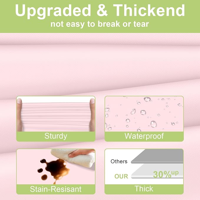 QIKSION Pink Plastic Table Cloth Disposable 2 Pack, 54 x 108 Inch Tablecloths for Valentines, Easter, Mothers Day Decorations, Baby Shower Birthday Party, Rectangle Table Cover