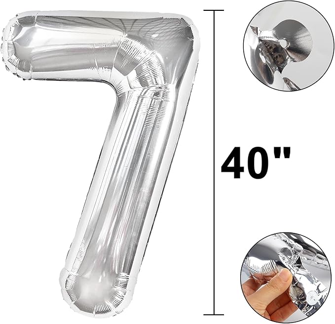 40 Inch Silver Number 17 Digital Balloon,Jumbo Mylar Foil Helium Balloon for 17 Balloons for Birthday Party,Wedding Anniversary Party Decorations