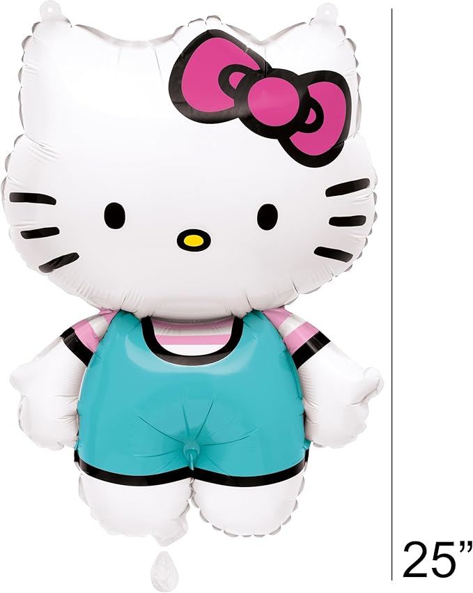 Hello Kitty Balloons | Set of 9 | Large 25" Hello Kitty Balloon (1) and 12" Balloons (8) | Sticker | Hello Kitty Birthday Decorations and Party Supplies | Officially Licensed