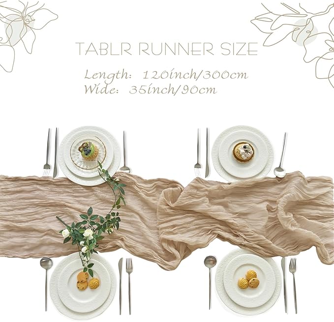 IVAPUPU 10 Pcs Cheesecloth Table Runner - 10ft Nude Easter Spring Boho Gauze Cheese Cloth Table Runners for Baby Shower Decoration Wedding Party Summer Garden Farmhouse