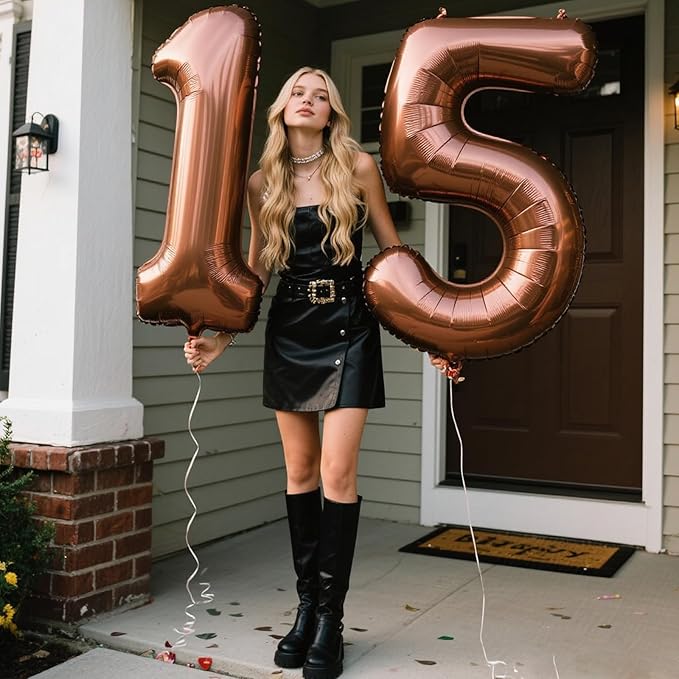 40 Inch Dark Brown Balloon Number 5 Balloon Chocolate Jumbo Mylar Foil Helium Balloon for 15 25 35 50 Big Giant Jumbo Huge Foil Mylar Balloons 55th 65th Birthday Balloons Men Women Party Decorations