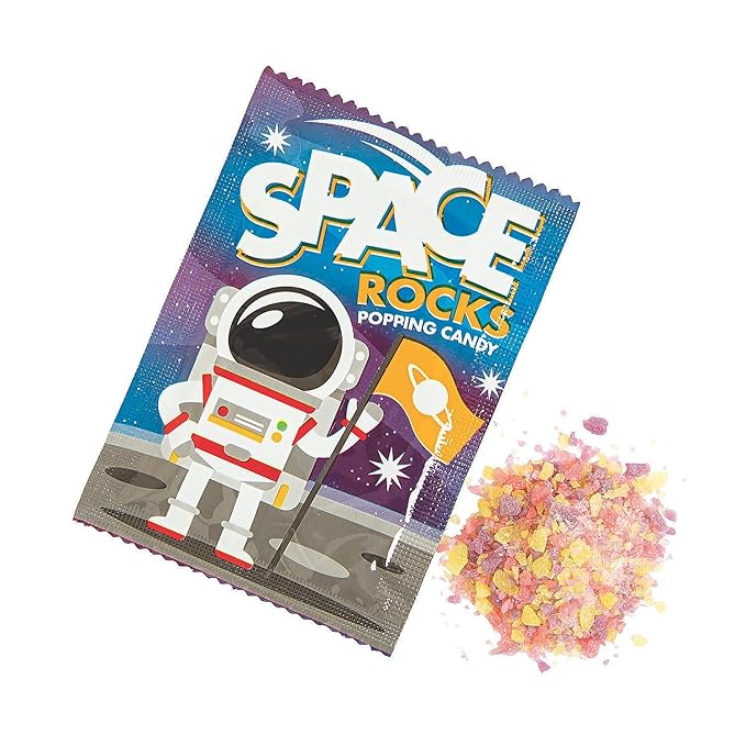 Fun Express Pop Rocks Space Rock Candy Bulk 36 Pack - Popping Candy Individually Wrapped for Party Favors, Pinata Candy & Goodie Bags | Blue Candy Mini Packs for Kids Birthday