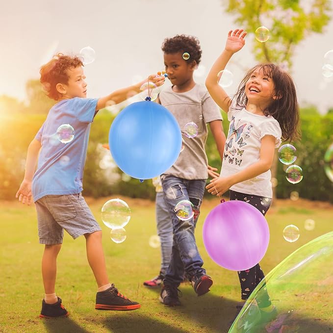 RUBFAC 36Pcs Punch Balloons, Heavy Duty Party Favors For Kids, Punching Balloons Bouncy Balls with Rubber Band Handle for Birthday Party, Goodie Bag, Stocking Stuffers for Kids