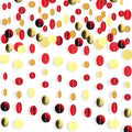 Syhood 10 Pcs Party Decorations Paper Dot Circle Garlands Glitter Streamers Hanging Banner Decor for New Year Baby Shower Wedding Birthday Backdrop Supplies (Red and Gold)