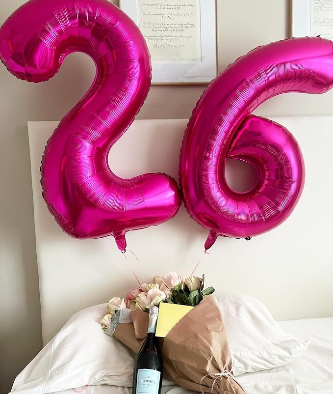 Hot Pink 2 Balloon, Number Balloons 40 Inch, 2nd Balloon Number Birthday Decorations, Second Two Birthday Party Supplies, Number 2 Balloon
