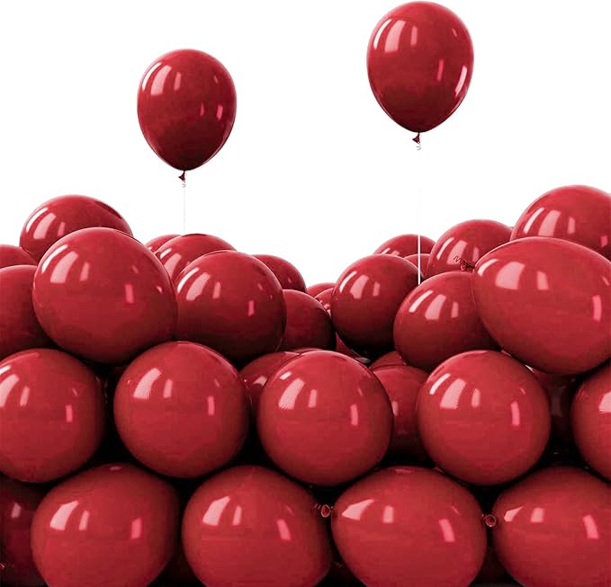 PartyWoo Burgundy Balloons 50pcs 5 Inch Small Dark Chestnut Red Maroon Balloons for Graduation Wedding Thanksgiving Birthday Bachelorette Citizenship Strawberry Theme Party Decorations Red-Y62