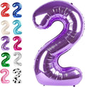 40 Inch Big Purple Number 2 Balloon Birthday Decoration, Number 2 Helium Balloon 12 20 22 23 24 26 28 32 42 Celebration, Boy Girl Baby Anniversary Party Graduations Supplies Decorations