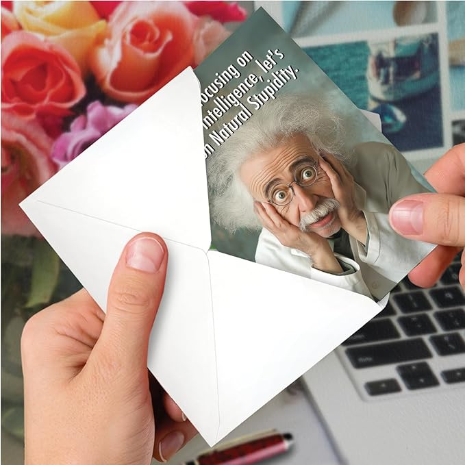 NobleWorks - 1 Funny Birthday Greeting Card w/ 5 x 7 Envelope For Men, Women - Bday Natural Stupidity C8645BDG