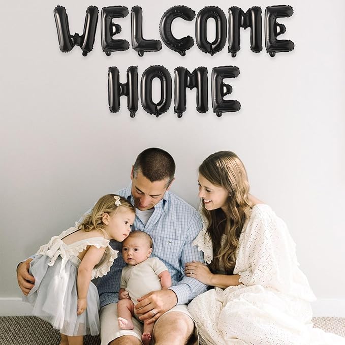 2 Set 22Pcs Black WELCOME HOME Letter Balloons 16in Balloon Foil Letter Decorations Party Decor Black Letter Balloons WELCOME HOME Party Supplies