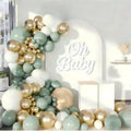 Spring Balloon Garland Arch Kit 160Pcs Sage Green White and Gold Latex Balloons for Baby in Bloom Baby Shower Woodland Jungle Safari Wedding Birthday Party Decoration